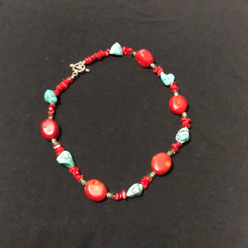 Turquoise and coral necklace